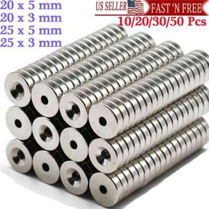 LOT Round Strong Countersunk Ring Magnet with Hole Rare Earth Neodymium Disc N35 - Picture 1 of 17