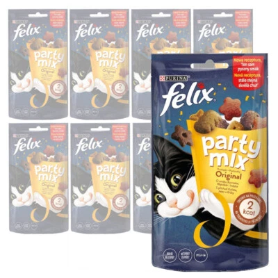 Purina Felix Party Mix Original Snacks mit Hähnchen, Leber und Pute 8x60g