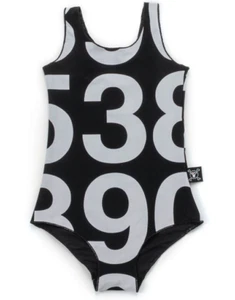 Nununu Black/White Numbered One-Piece Swimsuit Infant Girl's Size 18-24 L128606 - Picture 1 of 3