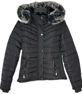 Snobbish Collection Girls Hooded Fitted Puffer Jacket Black Size M 10-12 - Picture 1 of 15