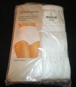 Vtg New Sealed Pkg 3 Underscore Womens Sz 10 Nylon Briefs Panties JC Penney - Picture 1 of 7