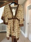 GOTTEX Collection L'Amour Sequin Print Silk Kimono Beach Dress Med NEW