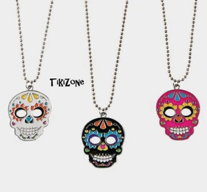 12 Metal Day of the Dead Skull Necklaces, Dia De Los Muertos party, Halloween - Picture 1 of 1