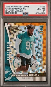 2019 Panini Absolute Christian Wilkins /75 Orange Mosaic Prizm #168 RC PSA 10 - Picture 1 of 4