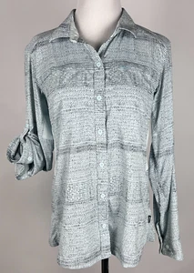 REI Roll-up L/S 'Sahara Pattern Button-Up Shirt' (Vent/UPF/Quick Dry) - S, Green - Picture 1 of 9
