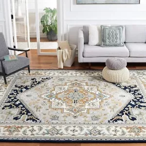Hand-Tufted White and blue Rug Area Rug For Living House Bedroom Kids Room - Picture 1 of 4