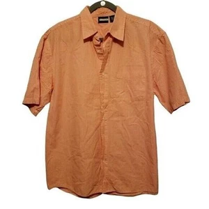 Falls Creek Mens Sz L Orange White Checks Short Sleeve Button Down Shirt - Picture 1 of 9