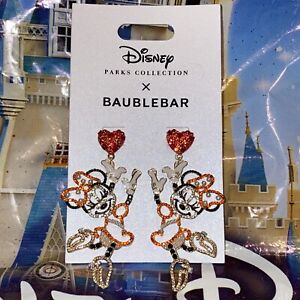 Disney Baublebar Minnie Mouse Holding Heart Earrings New Valentine’s Day