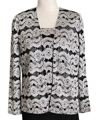 Conjunto de camiseta sin mangas y chaqueta Y2K R&M RICHARDS - para mujer 6P - lentejuelas encaje frente abierto Foto 1 de 4