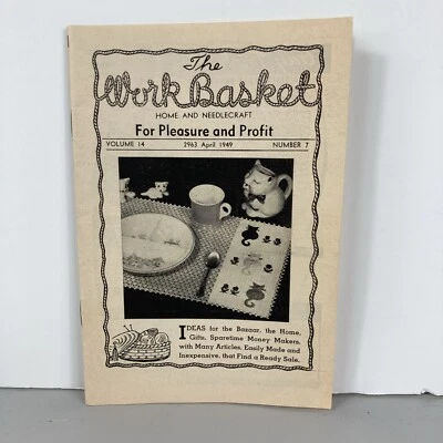 VTG The WorkBasket Magazine Home Needlecraft Craft Pleasure Profit April 1949 - Image 1 of 4