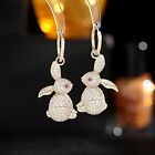 2.10 Ct Round Cut Moissanite Drop/Dangle Rabbit Earrings 14K Yellow Gold Plated