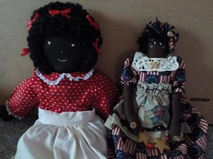 Muñecas caseras vintage de arte popular afroamericano de 21" - Imagen 1 de 14