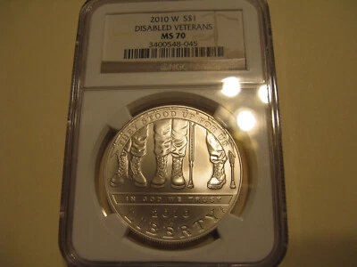 2010-W Disabled Veterans Silver Dollar (NGC MS-70) - Image 1 of 2