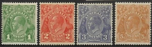 1926-30 Australia George V Last Set of 1d/2d/3d/5d - A Crown A Watermarks Stamps - Picture 1 of 2