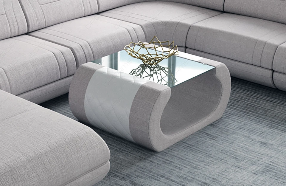 Couchtisch Design Luxus Wohnzimmertisch RIMINI Stoff Tisch Modern Beistelltisch - Bild 1 von 4