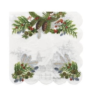 TOVAGLIOLI NATALIZI IN CARTA 16 PEZZI DECORAZIONE NATALE PIGNE E BACCHE - Imagen 1 de 1