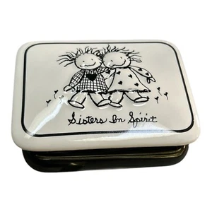 “Sisters In Spirit” Ceramic Trinket Keepsake Box w Lid 4.5” Best Friend Gift - Picture 1 of 10