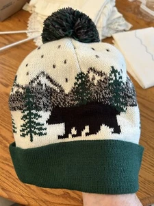 Men's/Adult Old Navy Black Bear Lined  Beanie Stocking Cap Hat N/W Tags I Have 3 - Picture 1 of 6