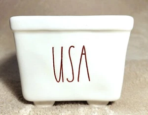 New Rae Dunn USA 4th of July Wagon Small Cart Bowl Planter Red & White Patriotic - Picture 1 of 4