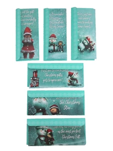 Lote de 6 tarjetas y sobres de muñeco de nieve de Navidad verde azulado de la escuela india St. Labre - Imagen 1 de 4