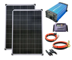 Solar Set 12V 200 Watt POLY Wechselrichter Reiner Sinus Solaranlage 20A 0% MwSt - Bild 1 von 8