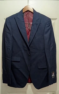 M&S Alfred Brown Saville Row Inspired Blazer Wool 36 Inch Chest David Gandy Blue - Picture 1 of 21