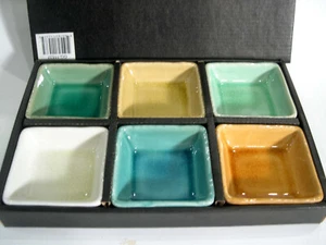 Set of 6 Sushi Soy Sauce Dipping Dish Bowls in Square Shape - Picture 1 of 5