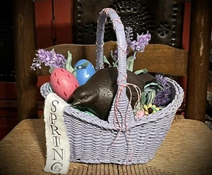 Spring Easter Bird Figurine Vintage Inspired Faux Chocolate Mold Basket GP OOAK - Picture 1 of 24