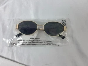 Soros Gold Frame Black Oval Sunglasses UV Protection - Picture 1 of 5