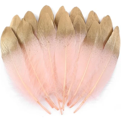 Dipped Gold & Pink Goose Feathers for Crafts - 6-8 inch 60 pcs Natural Feathe... - Image 1 of 4