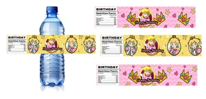 Princess Birthday Water Bottle Labels, Pink and Yellow Party Decorations, Happy - Picture 1 of 4