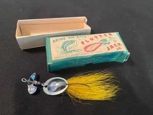 1930S/40S? ANTIQUE FLUTTER JACK JR. LURE NEW? IN ORIGINAL BOX SILVER/YELLOW - Picture 1 of 8