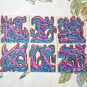 JUEGO DE LIENZO Estilo Graffiti Arte NIMBUS Pequeñas Pinturas Acrílicas Letras Caligráficas - Imagen 1 de 12