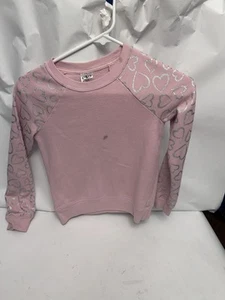 Athletic m 7/8 kids pink hear long sleave sweatshirt - Picture 1 of 3