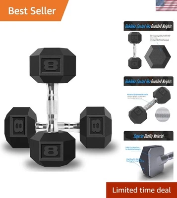 Resistencia al óxido y agarre ergonómico: mancuernas de goma de 8 libras para todos los niveles de condición física Foto 1 de 4