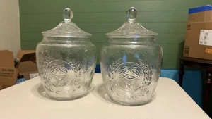 Vintage Anchor Hocking MOTHER'S COOKIES 10,25" Glas Glas & Deckel geprägt Set (2) - Bild 1 von 5