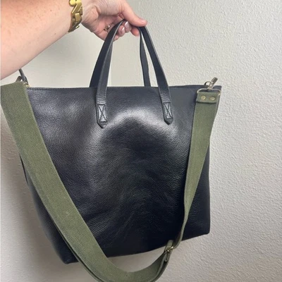 Madewell Black Leather Tote Transport with Zipper Purse  Bag Large - Image 1 of 4