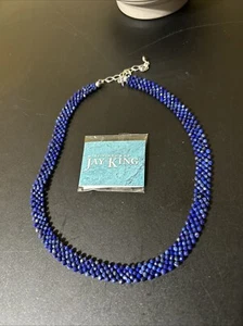 Collana Jay King in argento sterling con perline intrecciate di lapislazzuli blu sfaccettate 18-1/2" - Foto 1 di 3