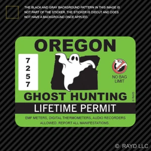 Pegatina de permiso de caza de fantasmas de Oregon troquelada calcomanía cazador paranormal OR - Imagen 1 de 1