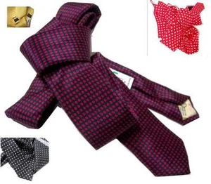 CRAVATTA STRETTA CRAVATTINO E POCHETTE SETA ITALY COMPLETO A PUNTINI VARI COLORI - Imagen 1 de 5