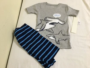 New Carter's Boys Shark Pajama set Snug Fit Shorts Gray Blue many sizes - Picture 1 of 1