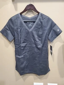 Matrix by Maevn Heather Scrub Top Pewter/Heather Gray XS - Picture 1 of 7