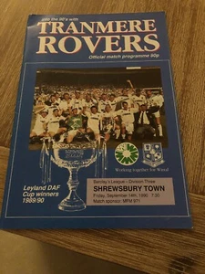Tranmere Rovers V Shrewsbury Town 1990 Soccer/football Programme - Picture 1 of 2