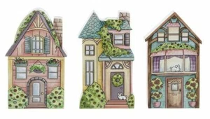 Miniature Fairy Garden Painted Wood House Facades #1 - Set of 3 - Buy 3 Save $5 - Picture 1 of 1