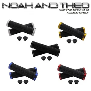 Noah And Theo Double Lock On Mountain Bike Bicycle Handlebar Grips BLACK - Picture 1 of 12