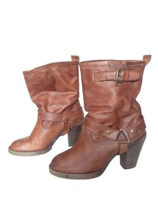 Steve Madden Moto Ankle Boots Size 9 EUR 40 Booties Motorcycle Brown Hocus - Picture 1 of 6