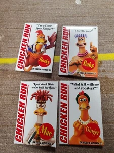 2000 Chicken Run Film 3 1/8" Pinback Button all 4 complete set walmart pinback - Picture 1 of 1