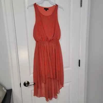 Soprano Orange Hi-lo Geometric Pattern Dress, Size XS - Image 1 of 4