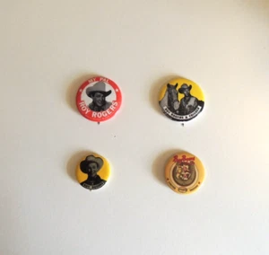 Vtg Cowboy Western Pinback TV Movies 4 Button Lot Roy Rogers Trigger - Picture 1 of 2