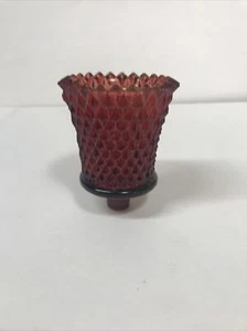 Vintage Votive Peg Candle Holder Red Glass Diamond Point 3.5”Tall - Picture 1 of 5